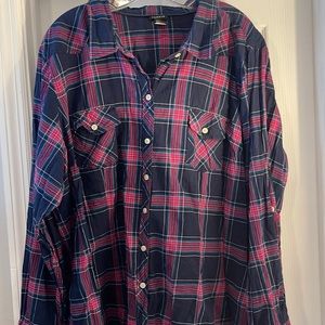 Plus size long sleeve flannel shirt